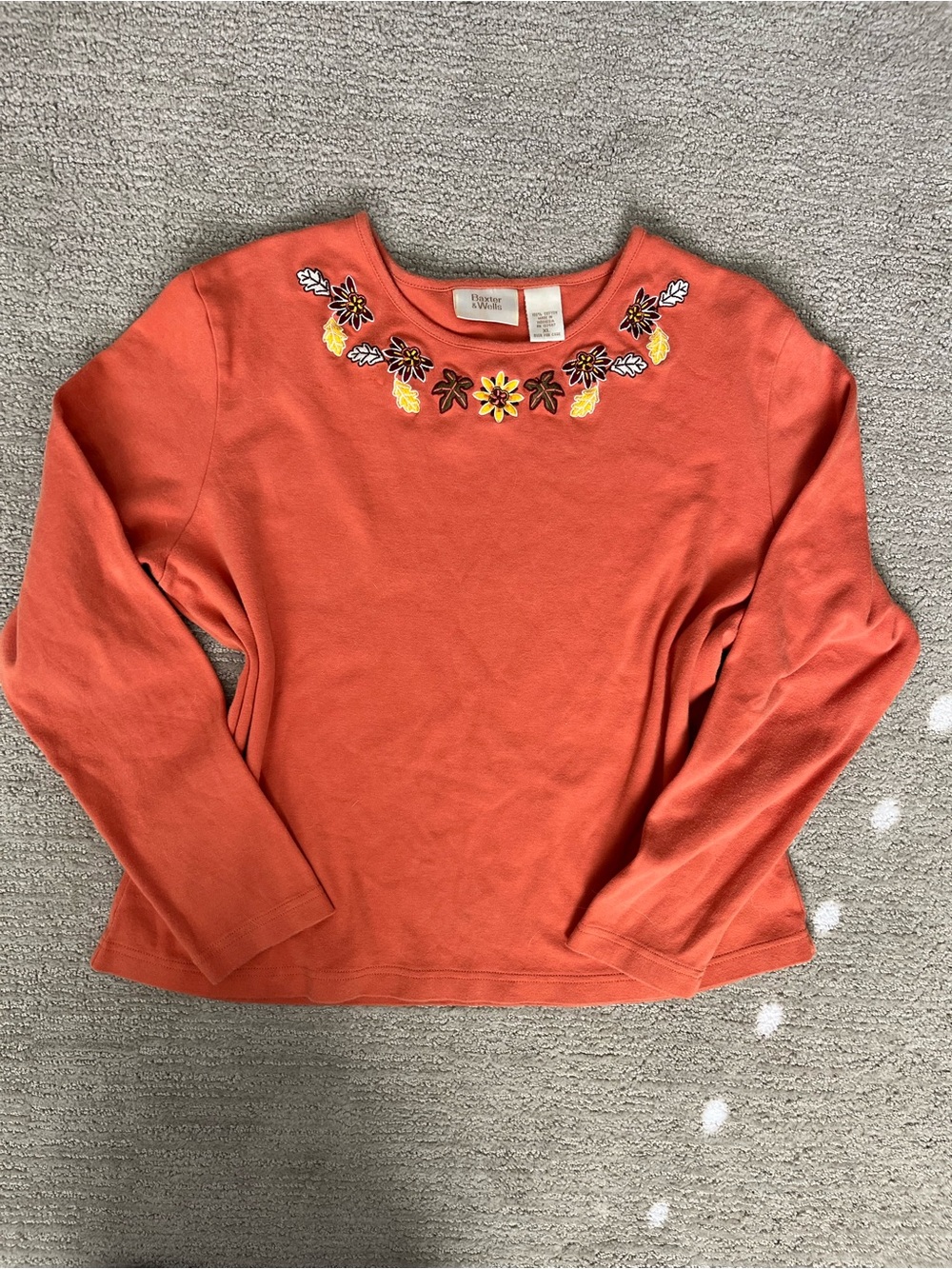 Vintage Baxter & Wells autumn/fall embroidered long sleeve